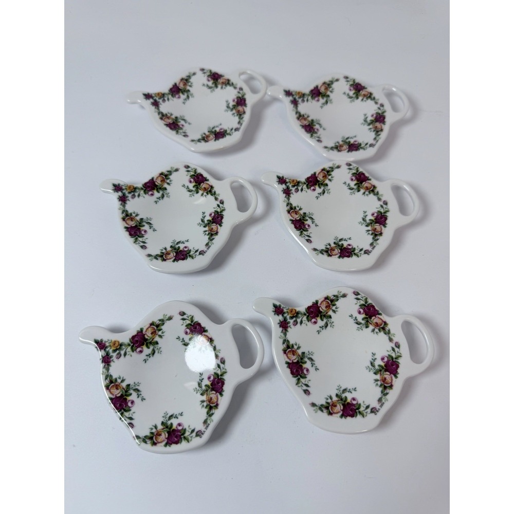 Royal Albert Old Country Roses Melamine Tea Bag Holders Lot Of 6